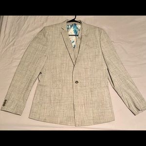 Men’s gray suit jacket + vest, 38R